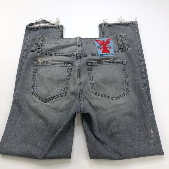 Adaptation 25 (Fits 28W 27L) Mid Rise Distressed Denim Button Fly Jeans Gray HR1 - Picture 1 of 12